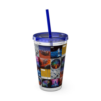 Muse Album Cover Collage Sunsplash Tumbler with Straw