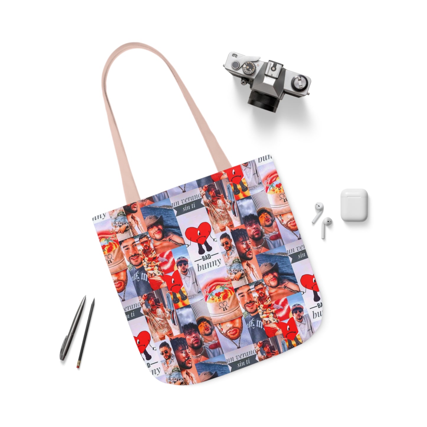 Bad Bunny Un Verano Sin Ti Photo Collage Polyester Canvas Tote Bag