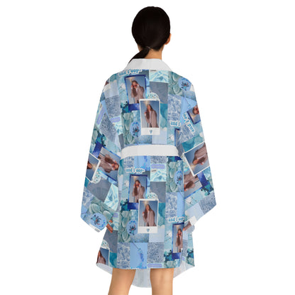 Olivia Rodrigo Light Blue Aesthetic Collage Long Sleeve Kimono Robe