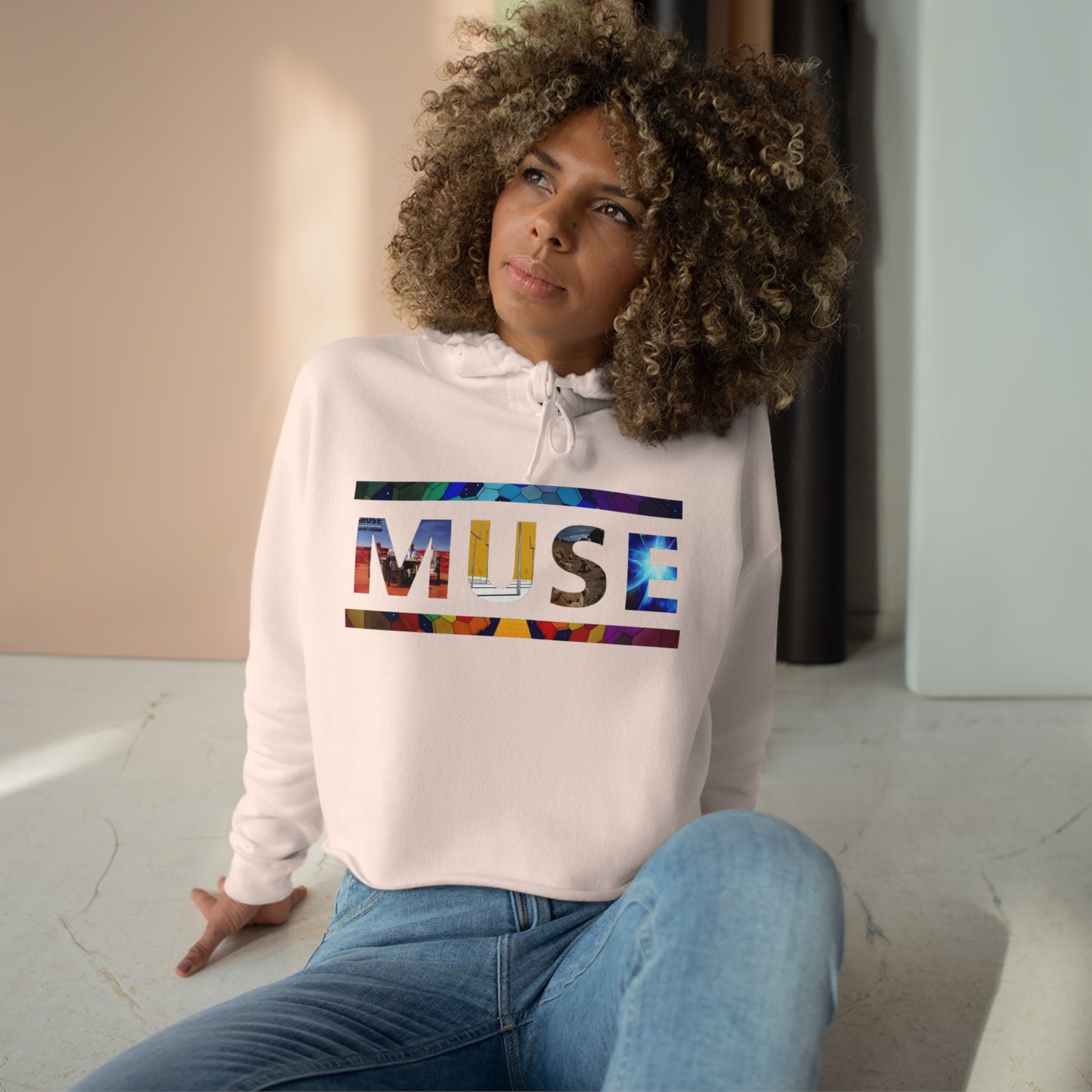 Muse Album Art Letters Crop Hoodie