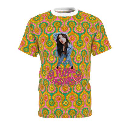 Olivia Rodrigo Groovy Look Up Pose Logo Unisex Tee Shirt