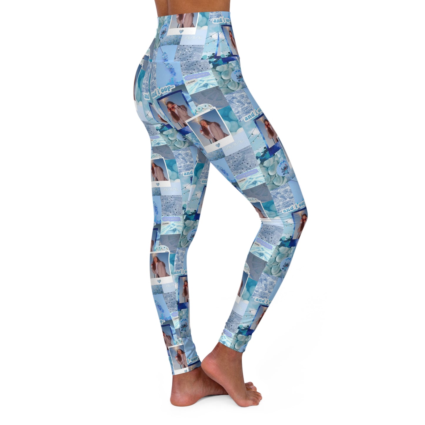 Olivia Rodrigo Light Blue Aesthetic Collage High Waisted Yoga Leggings