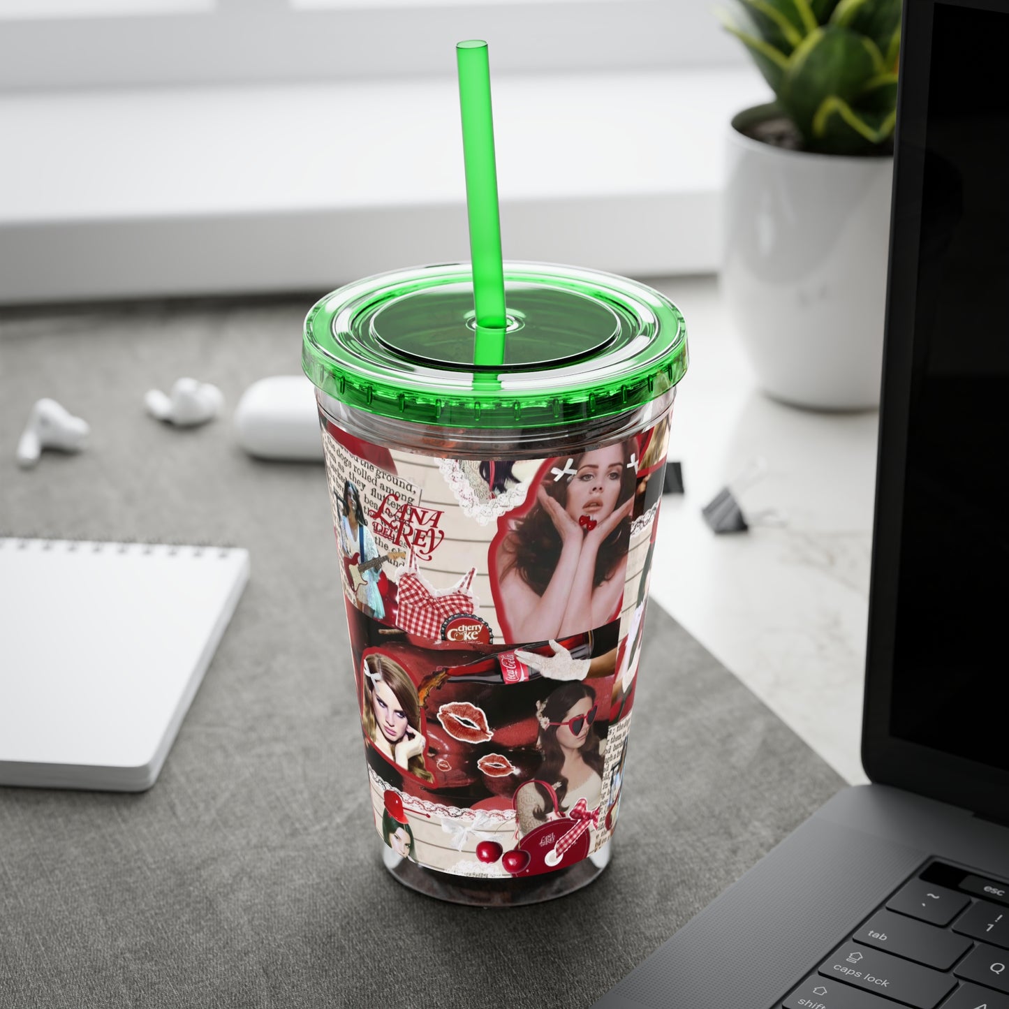 Lana Del Rey Cherry Coke Collage Sunsplash Tumbler with Straw