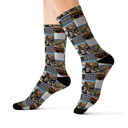 The Beatles Album Cover Collage Tube Socks