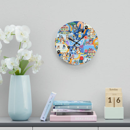 Bluey Playtime Collage Acrylic Wall Clock
