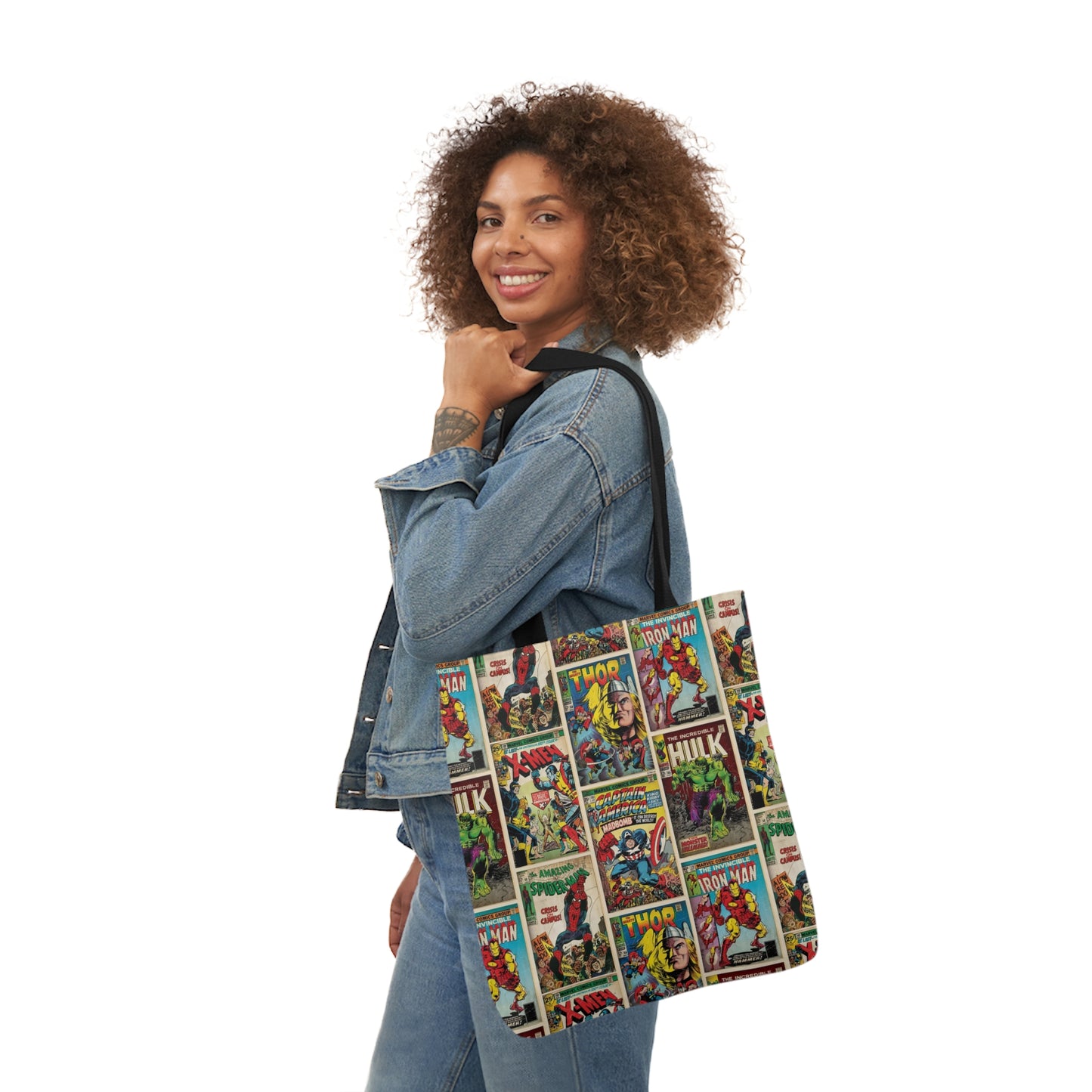 Marvel Comic Book Cover Collage Polyester Canvas Tote Bag