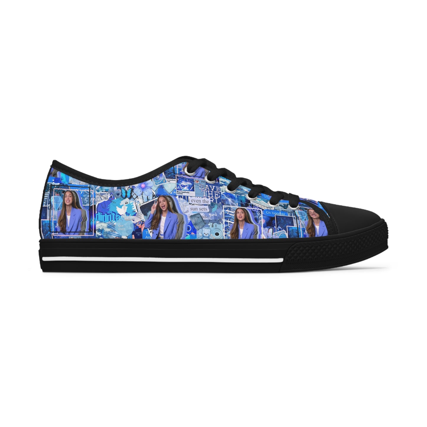 Olivia Rodrigo Blue Aesthetic Collage Women's Low Top Sneakers