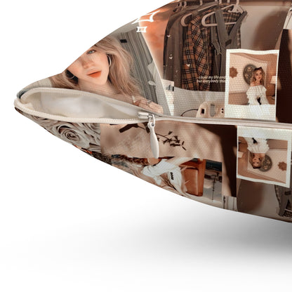 Sabrina Carpenter Peachy Princess Collage Spun Polyester Square Pillow