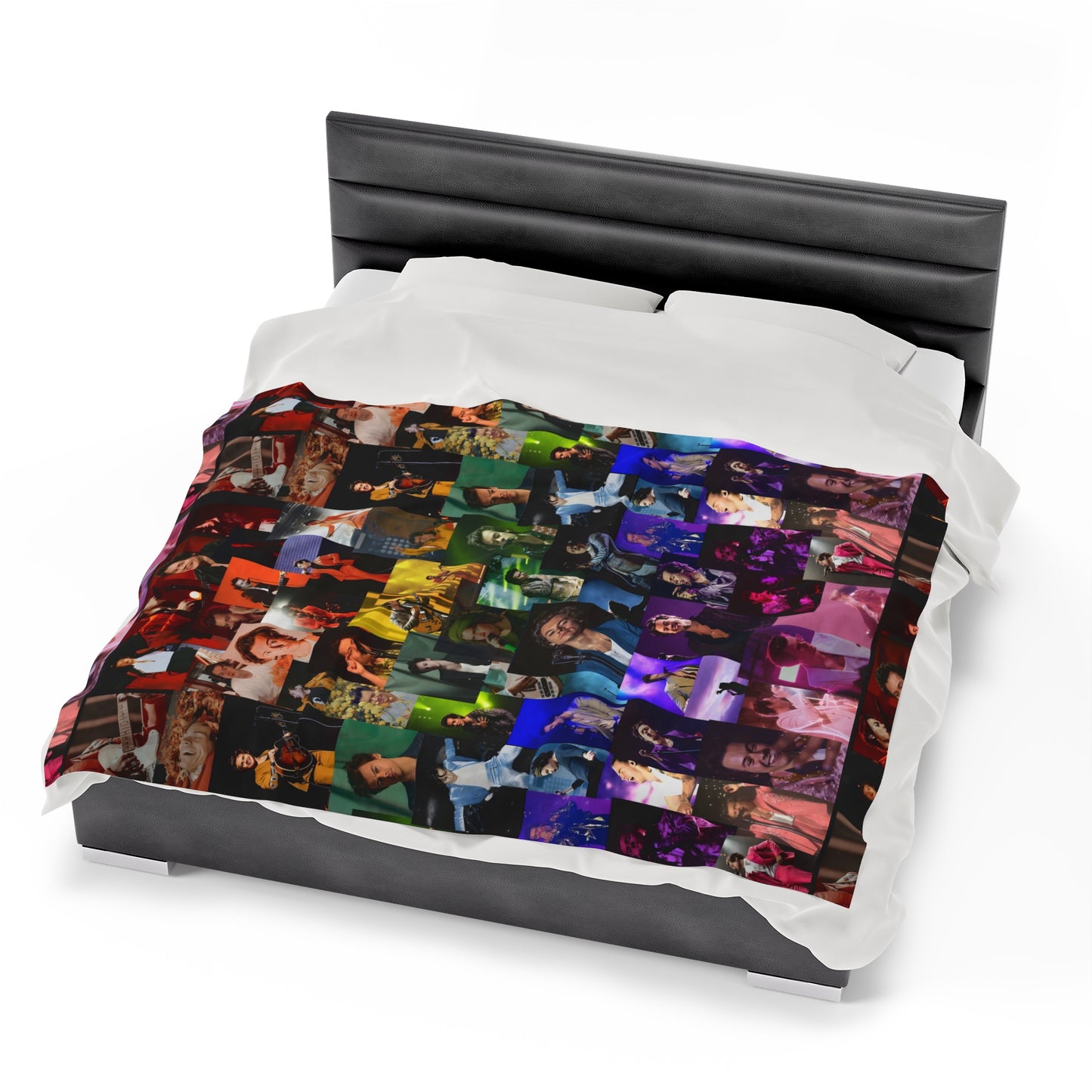 Harry Styles Rainbow Photo Collage Velveteen Plush Blanket