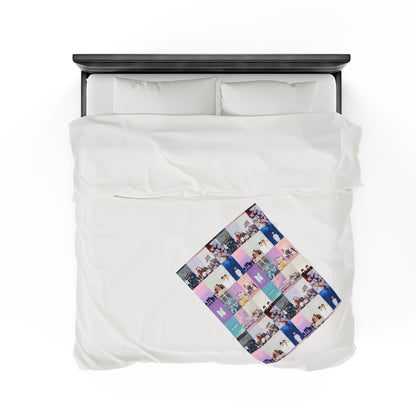 BTS Pastel Aesthetic Collage Velveteen Plush Blanket