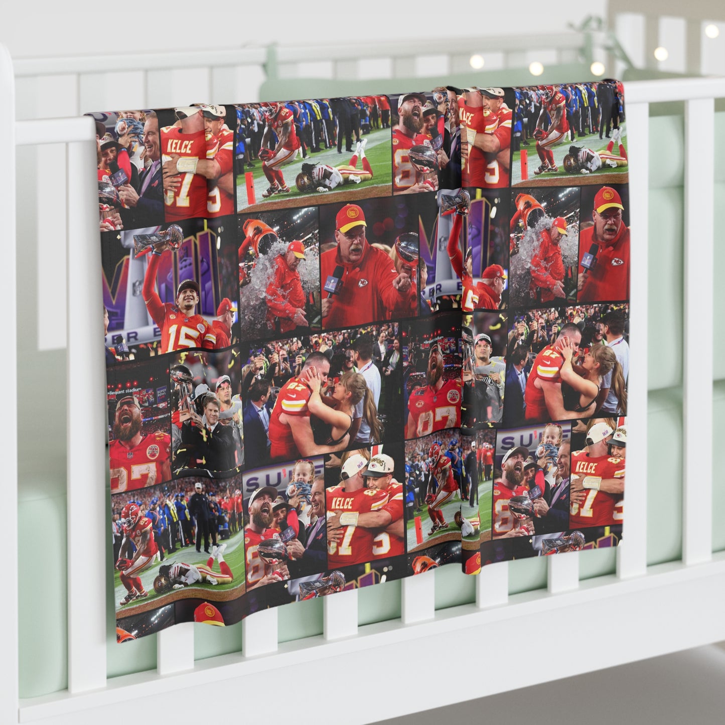 Kansas City Chiefs Superbowl LVIII Championship Victory Collage Baby Swaddle Blanket