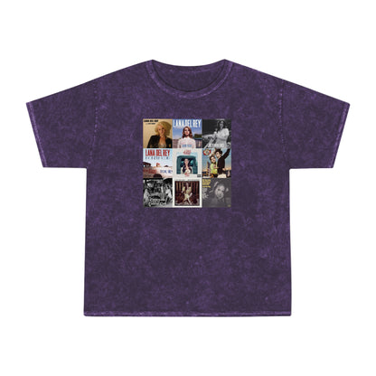 Lana Del Rey Album Cover Collage Unisex Mineral Wash Vintage Tee Shirt