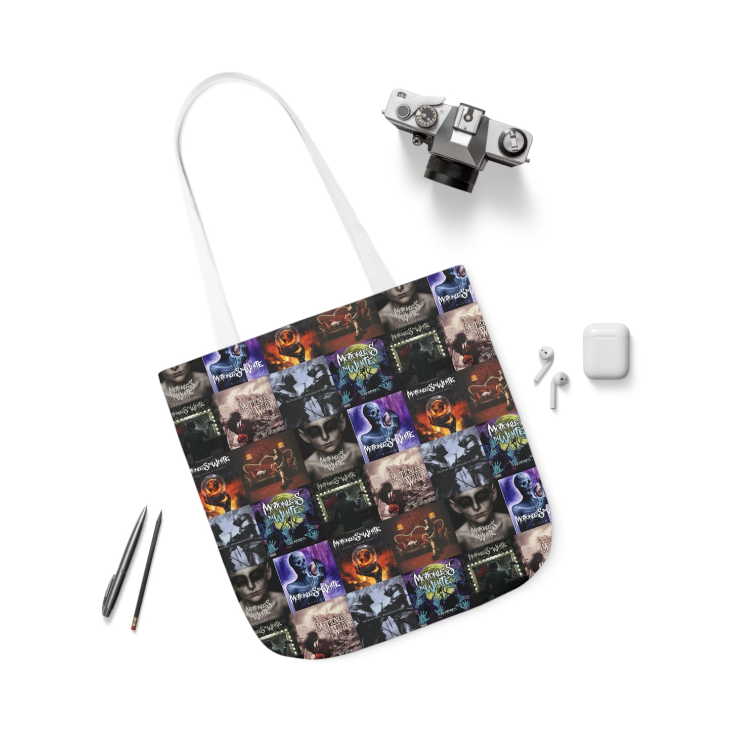 Motionless In White Album Cover Collage Polyester Canvas Tote Bag