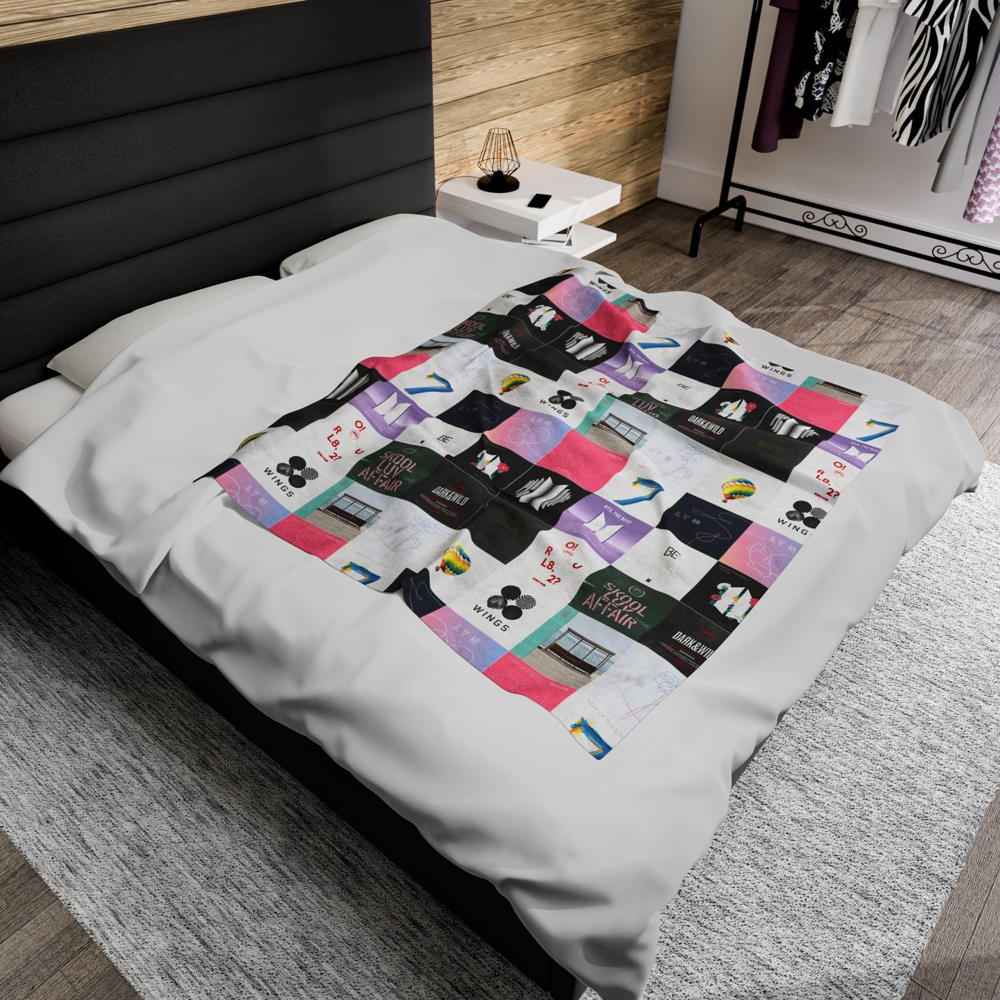 BTS Album Cover Art Collage Velveteen Plush Blanket