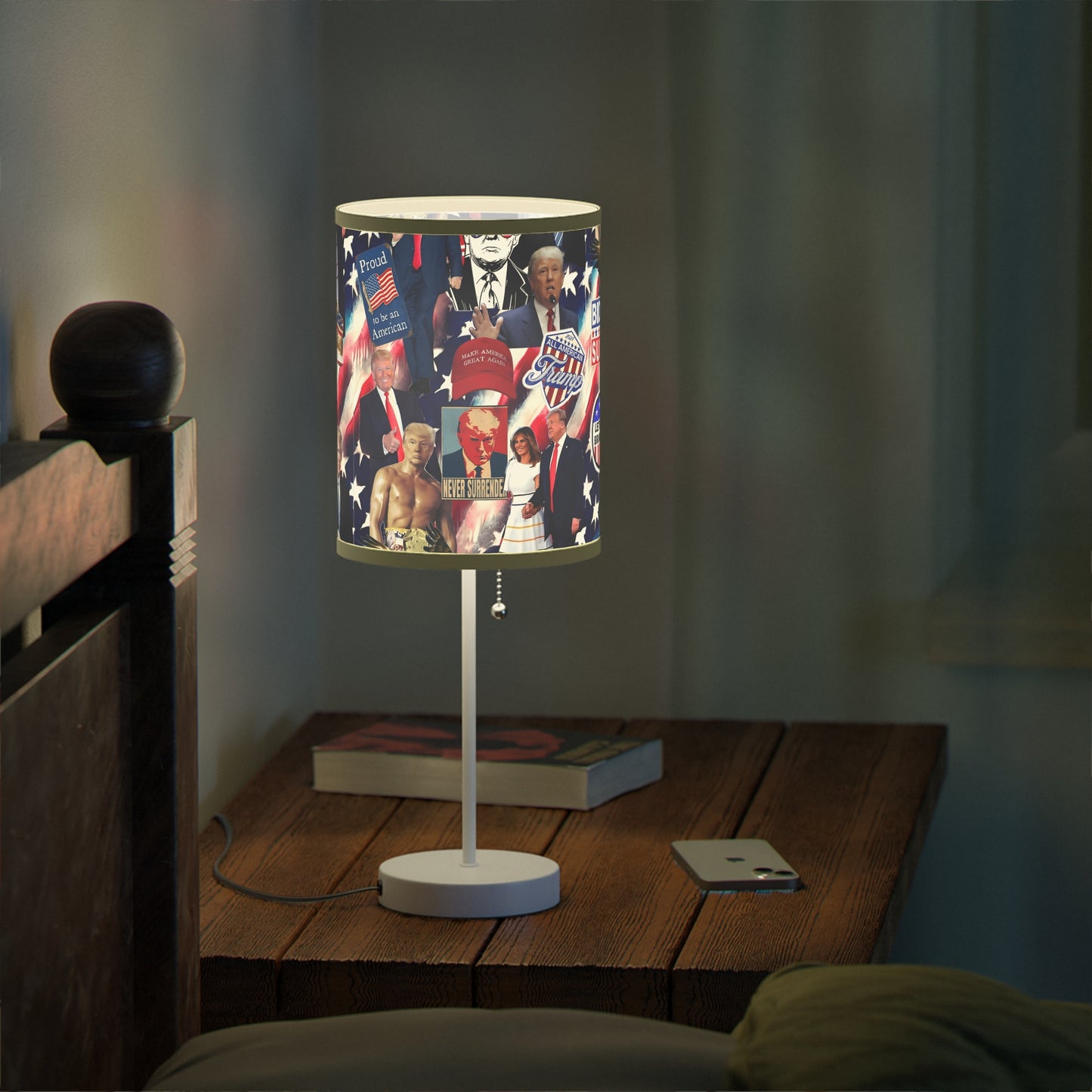 Donald Trump 2024 MAGA Montage Lamp on a Stand