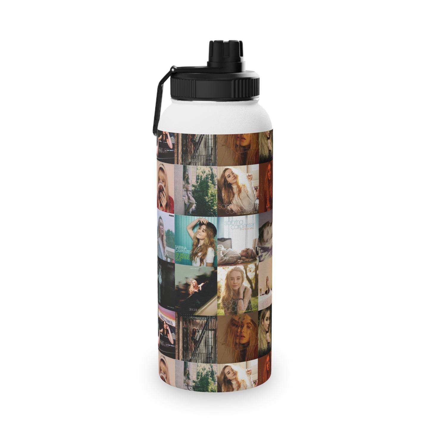 Sabrina Carpenter Album Cover Collage Stainless Steel Water Bottle with Sports Lid