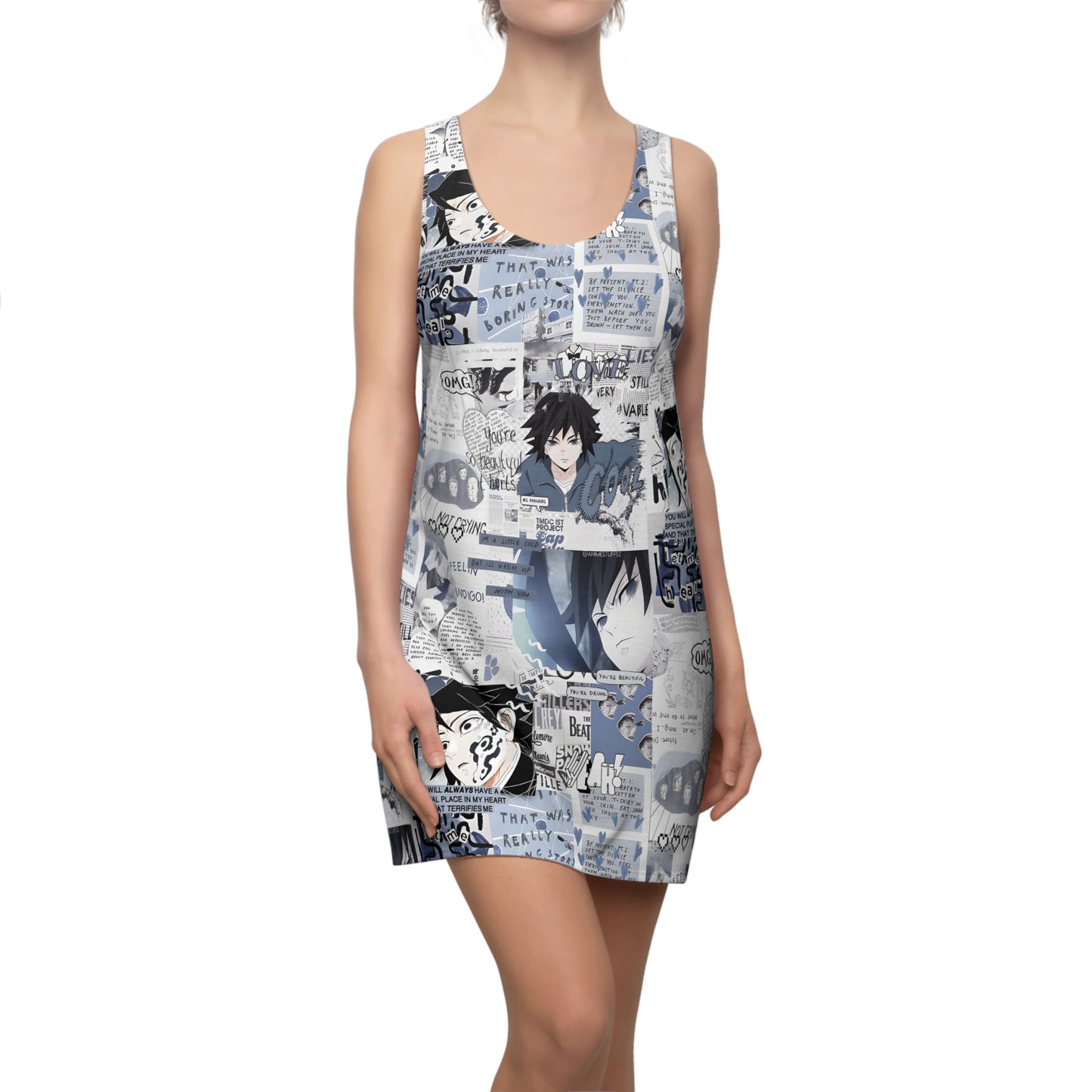 Demon Slayer Giyu Aesthetic Collage Women's Cut & Sew Racerback Dress