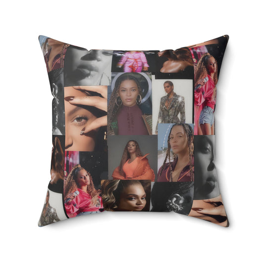 Beyoncè Portraits Photo Collage Spun Polyester Square Pillow