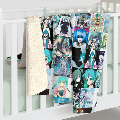 Hatsune Miku Album Cover Collage Sherpa Fleece Blanket