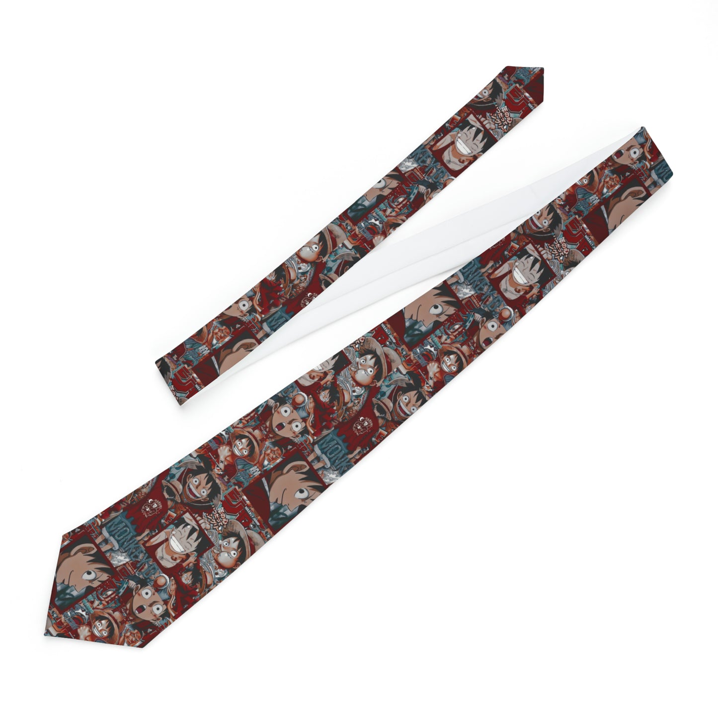 One Piece Anime Monkey D Luffy Red Collage Necktie