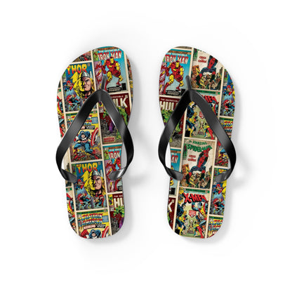 Marvel Comic Book Cover Collage Flip Flops