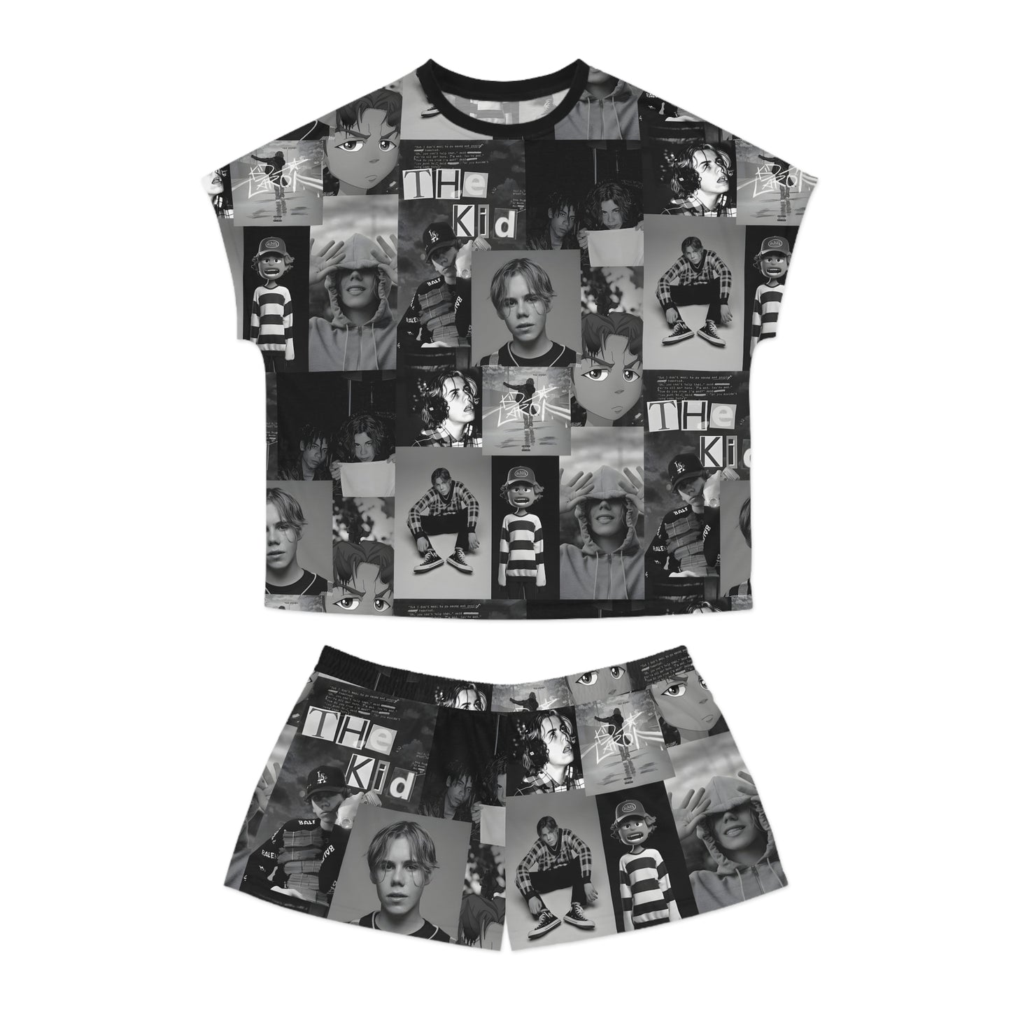 The Kid LAROI Black And White Collage Women's Short Pajama Set