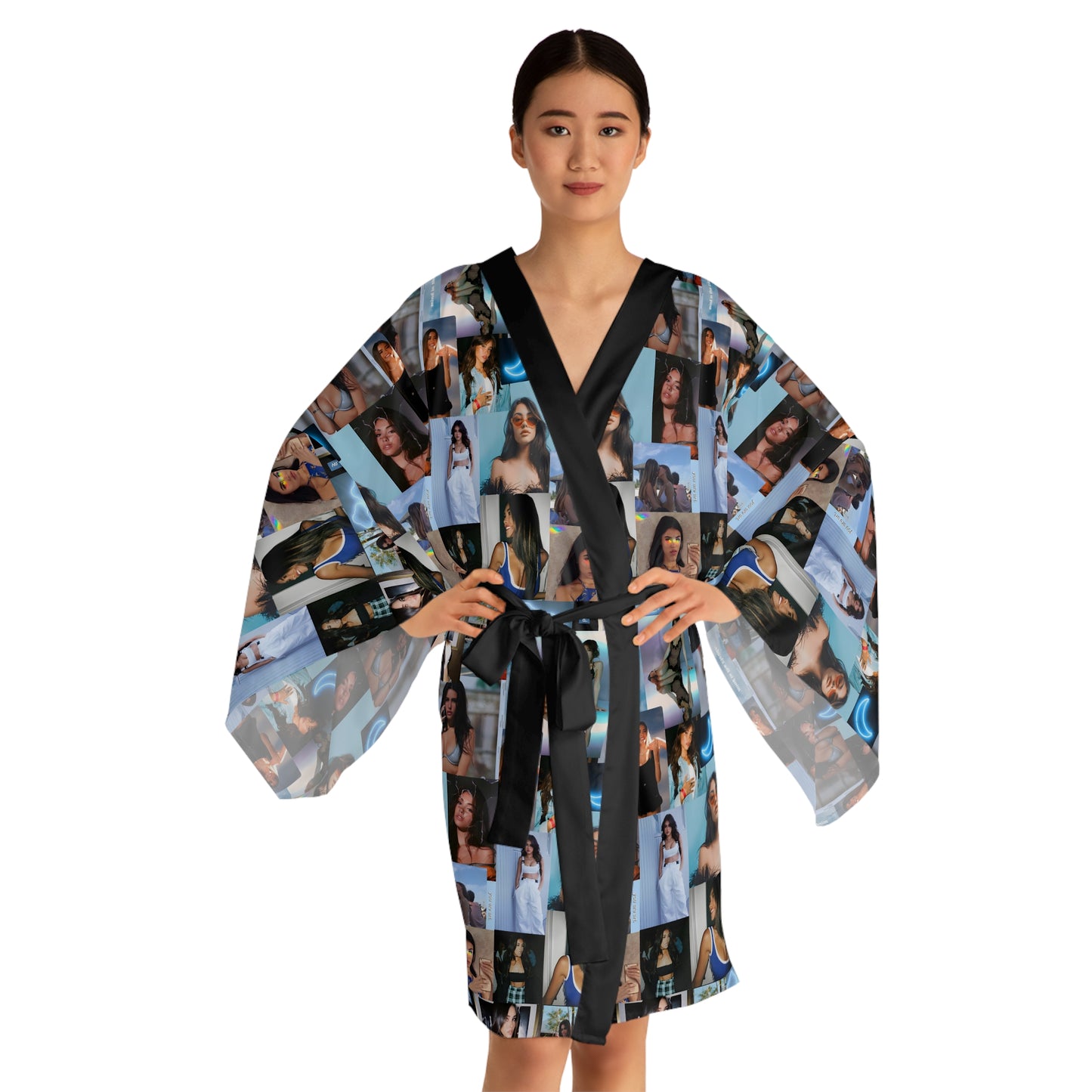 Madison Beer Mind In The Clouds Collage Long Sleeve Kimono Robe