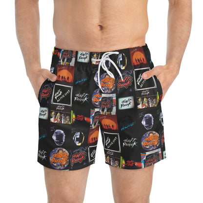 Daft Punk Album Cover Art Collage Men's Swim Trunks