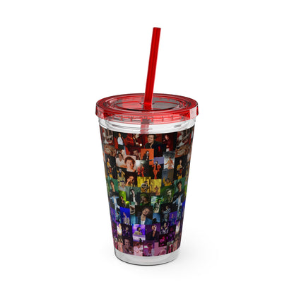 Harry Styles Rainbow Photo Collage Sunsplash Tumbler with Straw