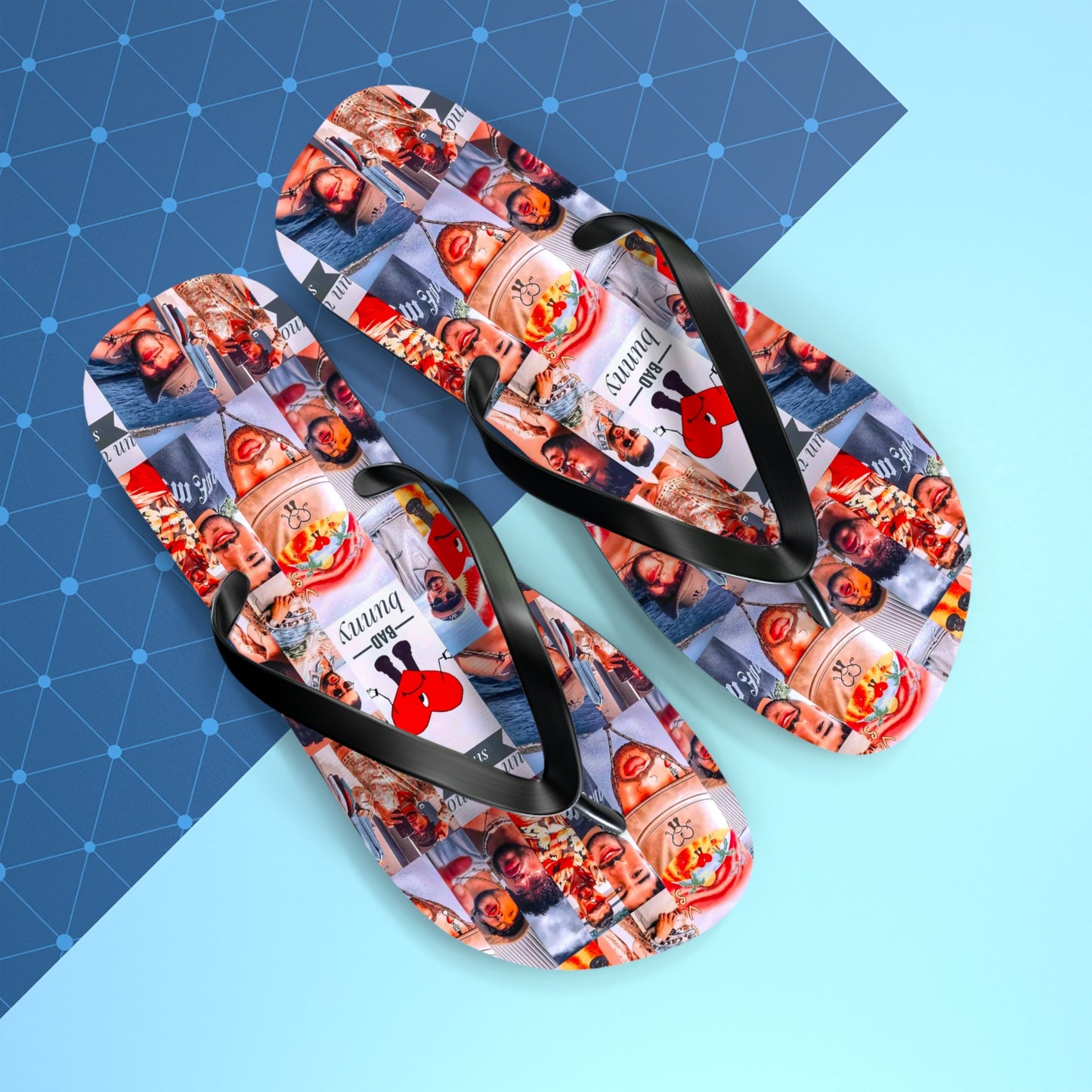 Bad Bunny Un Verano Sin Ti Photo Collage Flip Flops