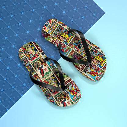 Marvel Comic Book Cover Collage Flip Flops