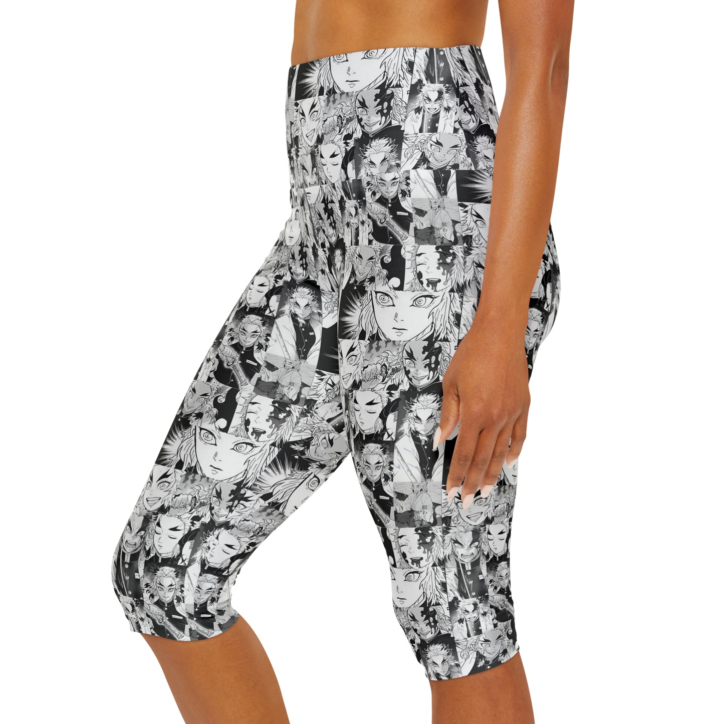 Demon Slayer Kyojuro Rengoku Collage Yoga Capri Leggings