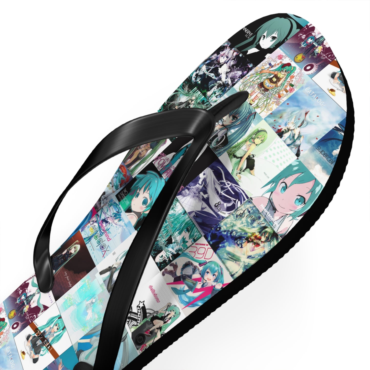 Hatsune Miku Album Cover Collage Flip Flops