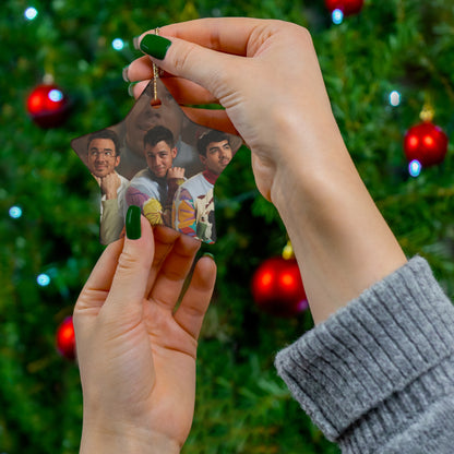 Jonas Brothers Ugly Sweater Photo Ceramic Ornament