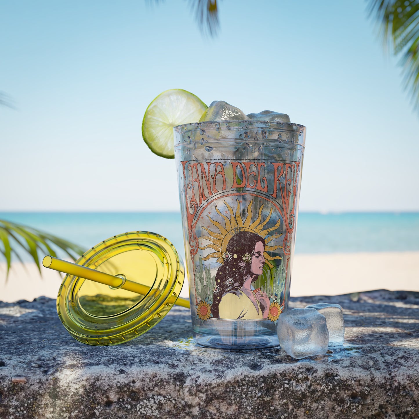 Lana Del Rey Vintage Artwork Sunsplash Tumbler with Straw