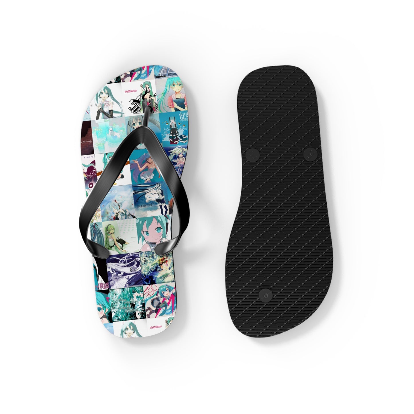 Hatsune Miku Album Cover Collage Flip Flops