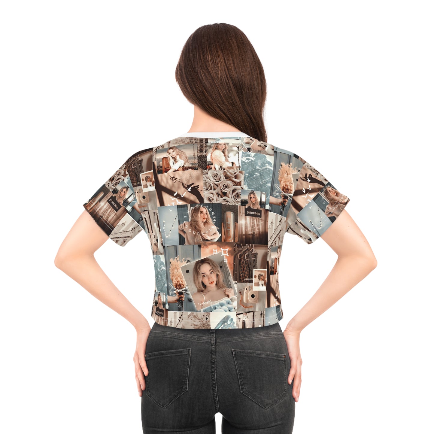 Sabrina Carpenter Peachy Princess Collage Crop Tee