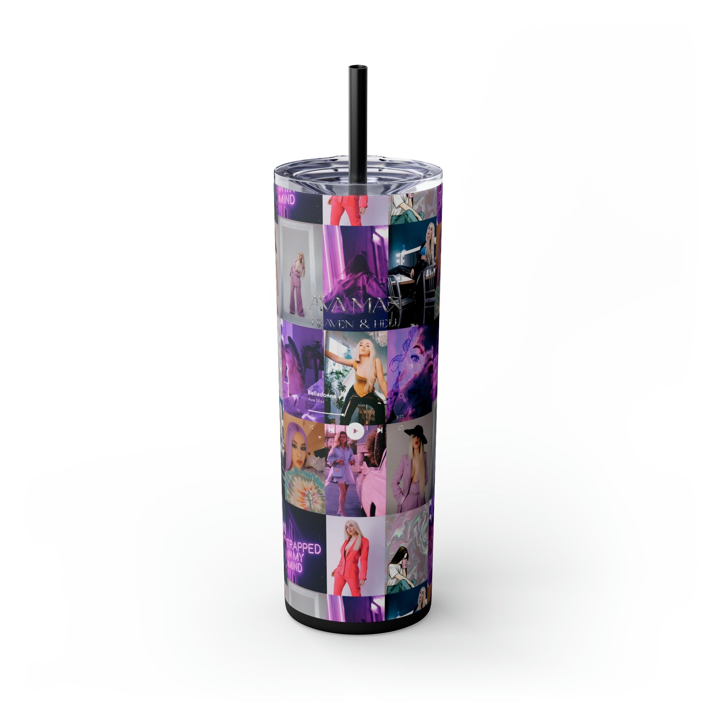 Ava Max Belladonna Photo Collage Skinny Tumbler with Straw