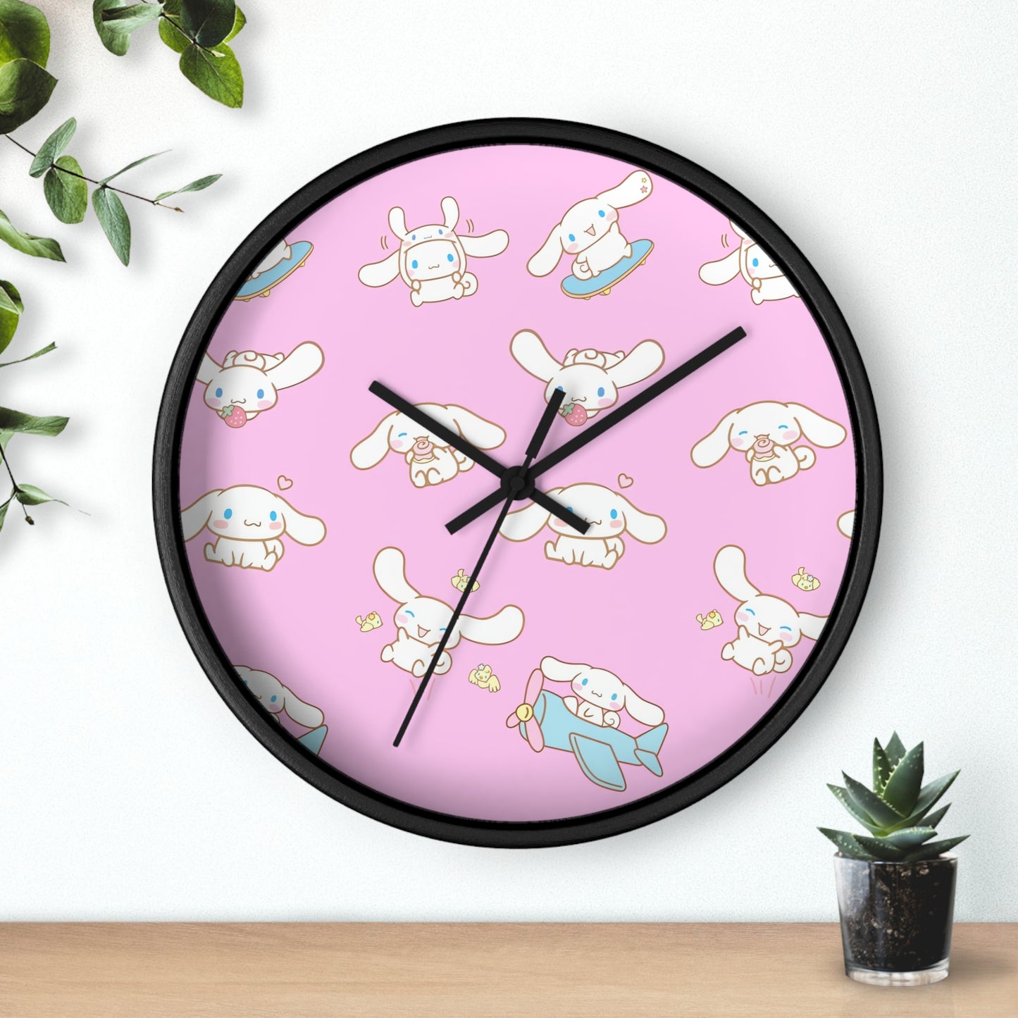 Cinnamoroll Playing Around Pattern Wall Clock