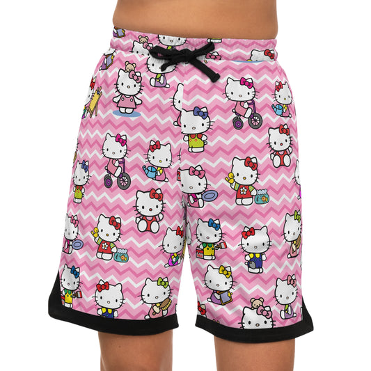 Hello Kitty Playtime Collage Basketball Rib Shorts