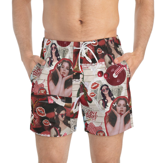 Lana Del Rey Cherry Coke Collage Men's Swim Trunks