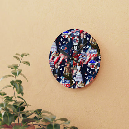 Donald Trump 2024 MAGA Montage Acrylic Wall Clock