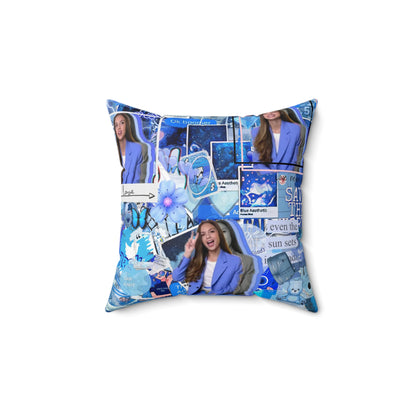 Olivia Rodrigo Blue Aesthetic Collage Spun Polyester Square Pillow