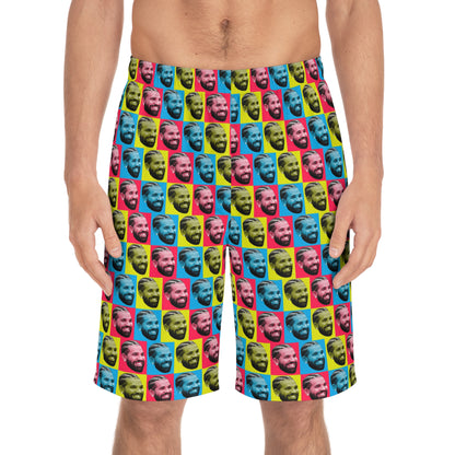 Drake Colored Checker Faces Men's Board Shorts