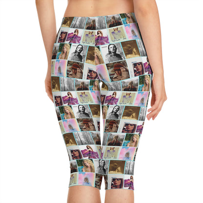 Taylor Swift Album Art Collage Pattern Women's Capri Leggings