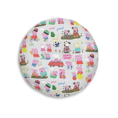 Peppa Pig Oink Oink Collage Tufted Round Floor Pillow