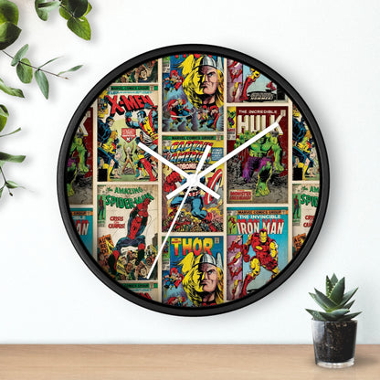 Marvel Comic Book Cover Collage Round Wall Clock