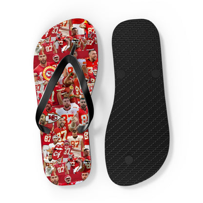 Travis Kelce Chiefs Red Collage Flip Flops