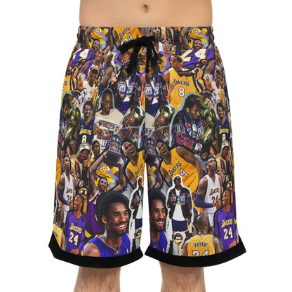 Kobe Bryant Career Moments Photo Collage Basketball Rib Shorts