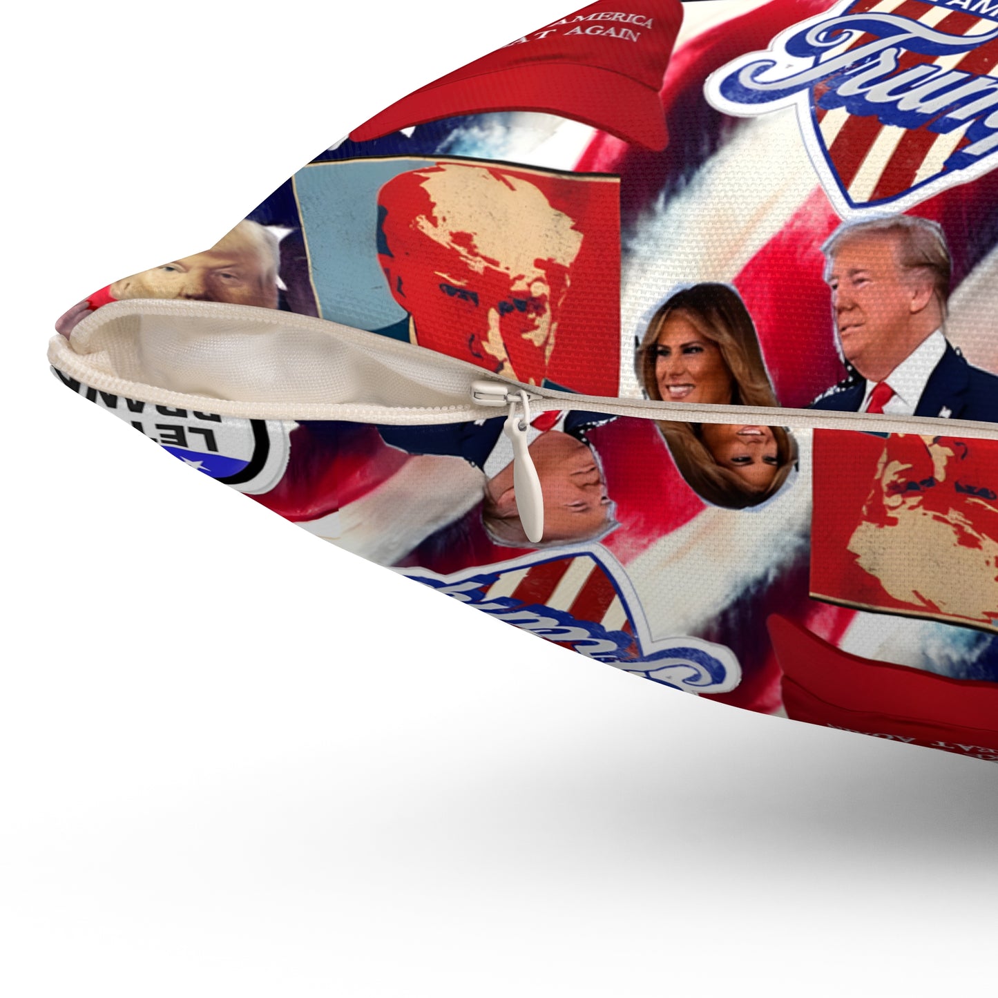 Donald Trump 2024 MAGA Montage Spun Polyester Square Pillow